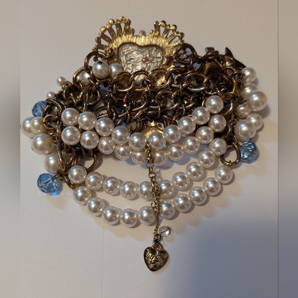 VINTAGE Betsey Johnson "Jewels Of The Sea" Stretchy Bracelet - Picture 3 of 4